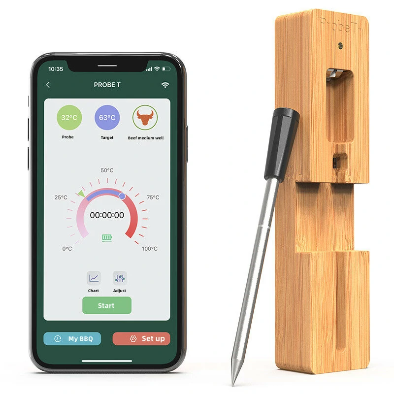 AGSIVO bluetooth Wireless Food Meat Thermometer 165ft Long Range Digital Thermometer Alarm for Grilling For BBQ Kitchen Cooking (image for) AGSIVO bluetooth Wireless Food Meat Thermometer 165ft Long Range Digital Thermometer Alarm for Grilling For BBQ Kitchen Cooking